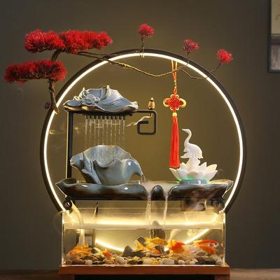 招财室创意办公桌面环水流摆件厅装65081423饰办公小型客装饰品景