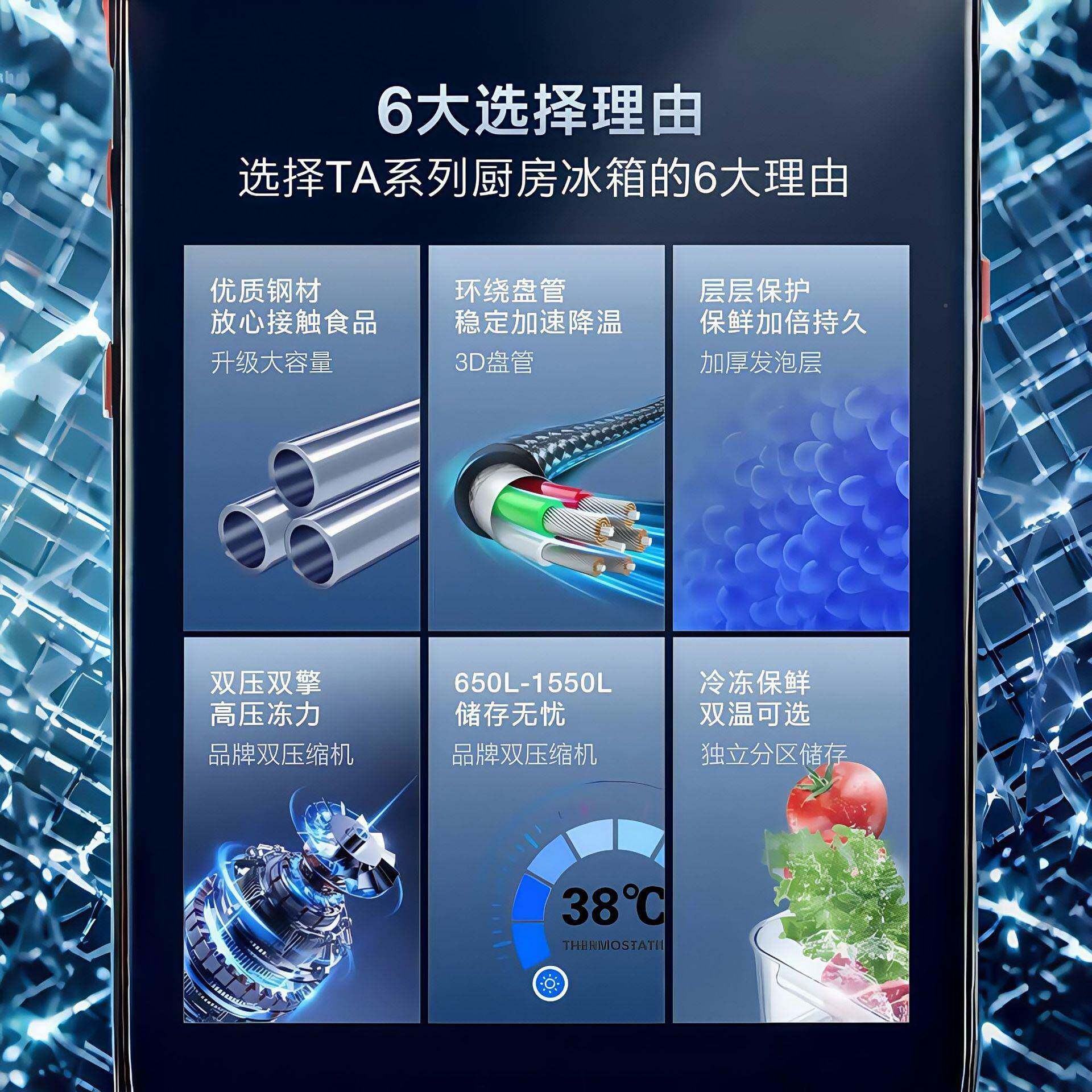 KMA商四门冰用箱四开门冷门藏冷冻柜厨房立量式4开冷柜大容生鲜