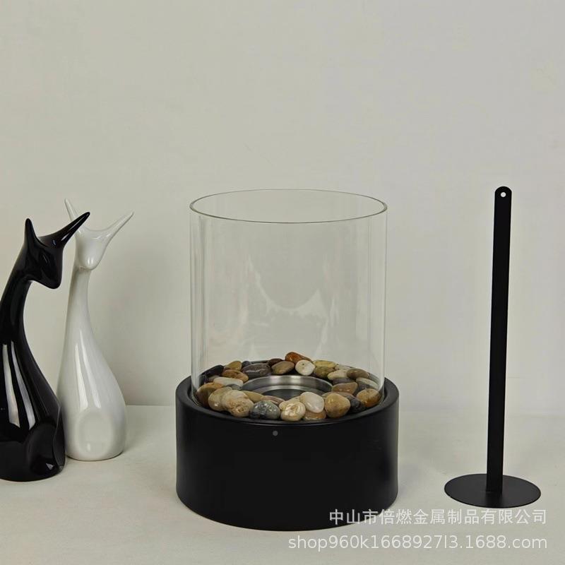 亚马室内炉酒精壁炉玻璃岩石便携式真火大号DJI带内逊外圆形氛围