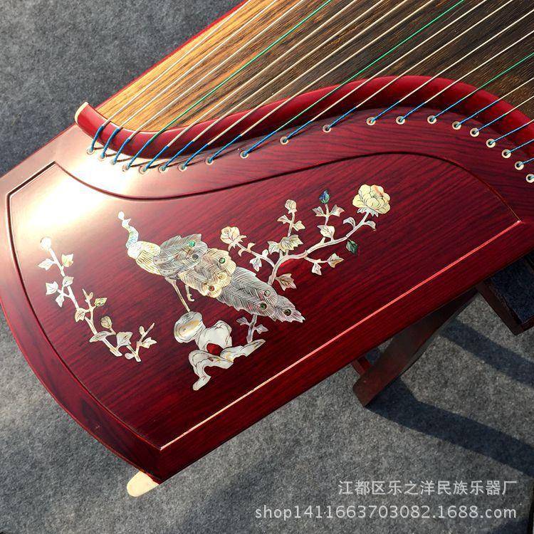 扬州古筝厂檀品木贝雕孔雀款家专业奏古演筝高质实木013古筝