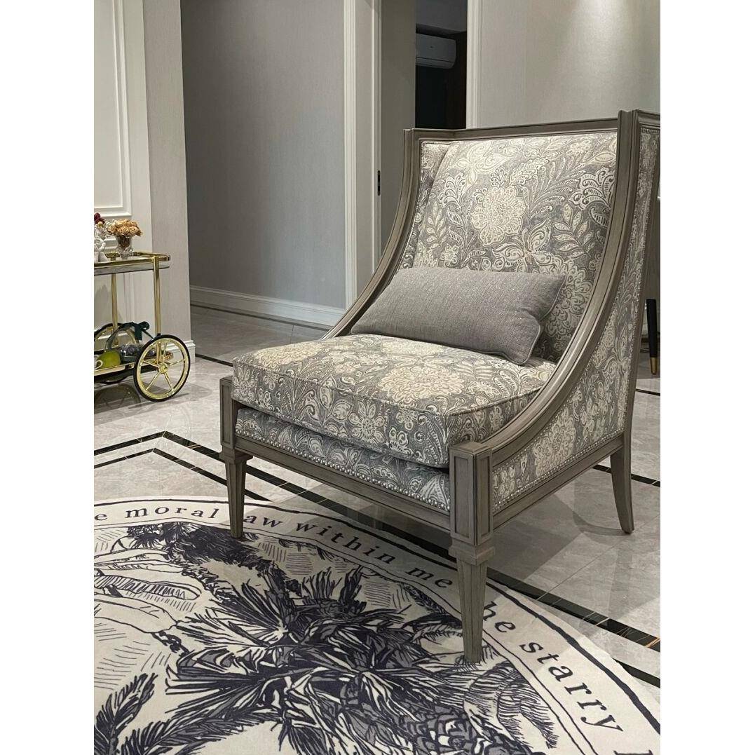 现沙美式轻货奢三人沙ar发t莫HQN里印象发灰网红实木沙发