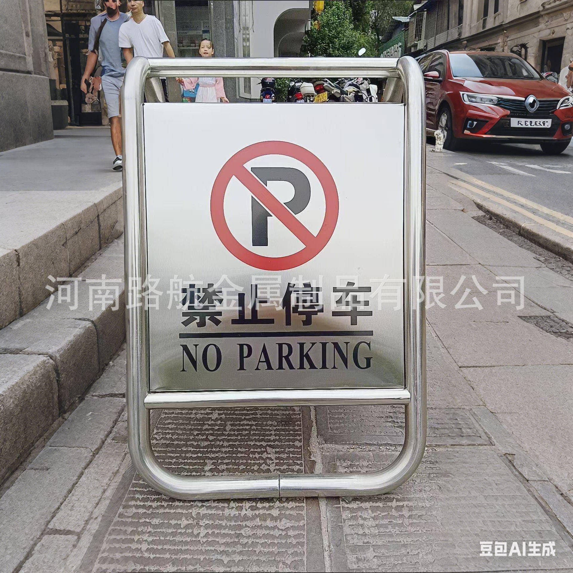 不锈949钢A字家牌禁止停示车位警示牌勿泊车告牌私车位立式人字请