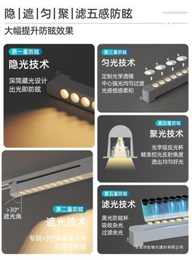 智能三色长泛轨道灯格条栅灯可角度客调厅商用服装店补光光GD1085