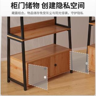 多层置物架落地收纳架带柜门储货NJL示架子家用柜展子便利店商物
