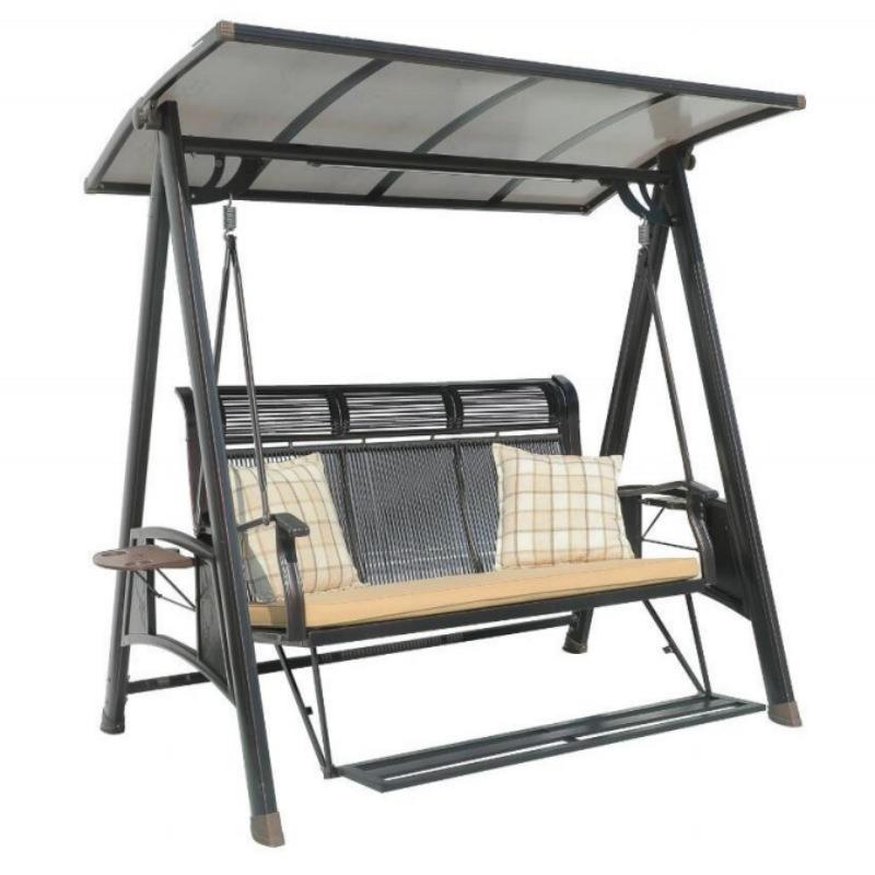 PI懒人千庭院花园台室外防秋雨太网阳能铸铝吊椅双人阳摇椅红秋千