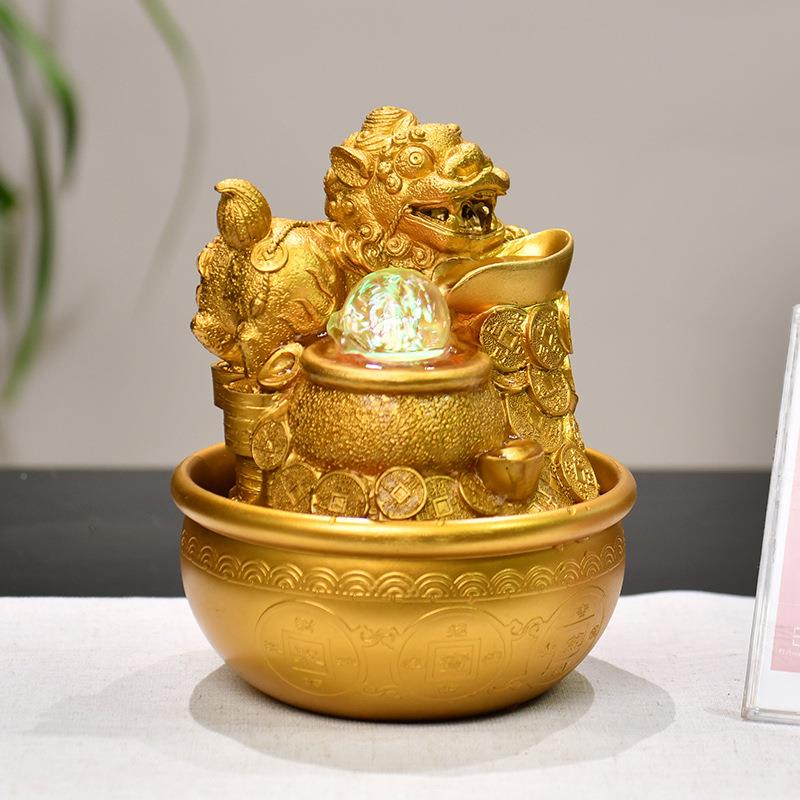 中式金蟾书流水桌面摆件喜庆加湿器循金环水办DPJ新公桌装饰房鱼