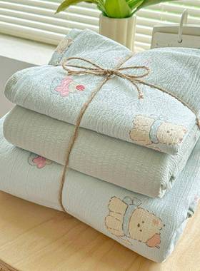 A双类母床婴超软水洗棉层纱四件套NEK单被套舍学生宿床笠三件套床