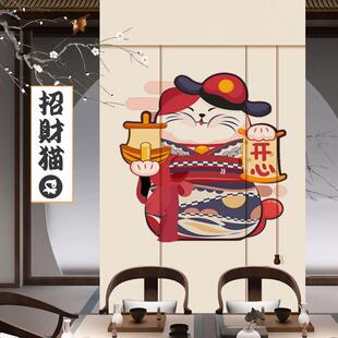 印日花喷竹OJU帘公窗帘卷帘中式绘料理店客厅办室印画装饰隔断拉