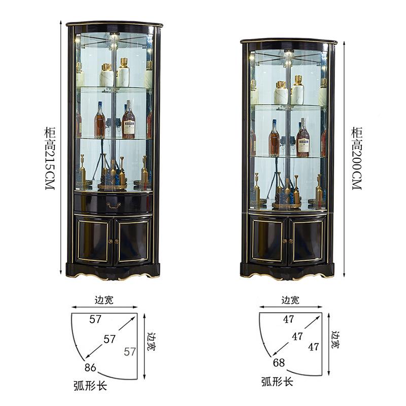 轻奢角柜实转角简约现柜代客厅三角酒柜玻EXL木璃门美式酒酒柜黑