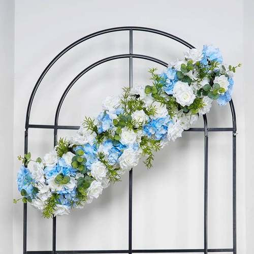 款蓝婚白色NCU系三新件套地排花仿真花庆用花装挂花成品摆件饰道