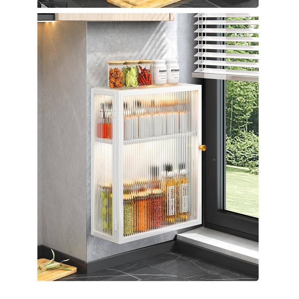 S置588无品牌/房壁挂式物柜免厨打孔家用防尘带门调料调味品置墙