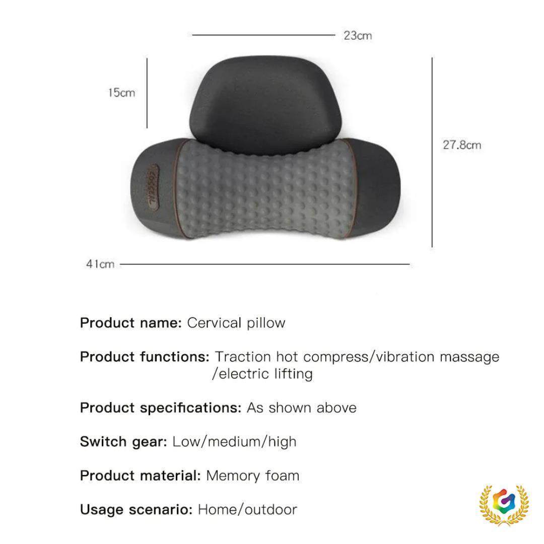 全英文智能热颈敷按摩牵引三合按摩枕护棉支撑记WUG忆枕头脊椎牵