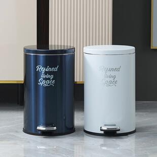 PKEUI普斯创意家用垃圾桶隐藏垃圾袋奶克油风高档SJS脚踏不锈S钢