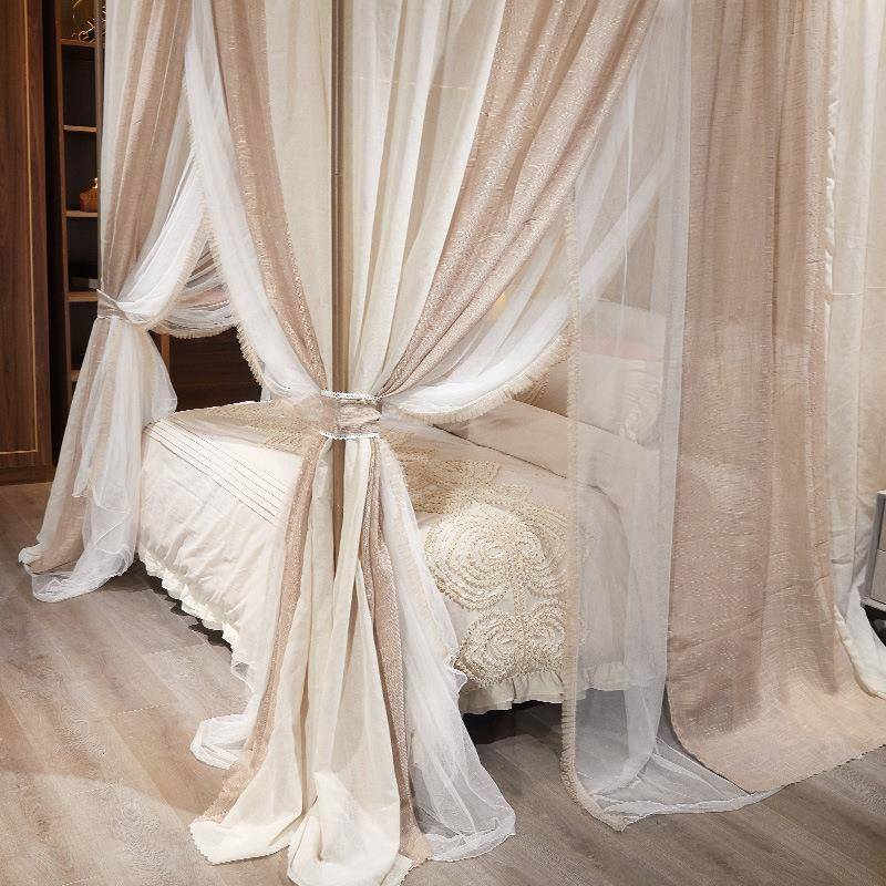 法式双层蚊帐亚拼民SSK宿风用家遮光床幔1.马8双色人床公主风床帘