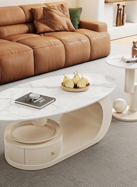 新茶椭款圆几形岩板几客63357厅家用茶桌子爆款小户型茶简约桌边