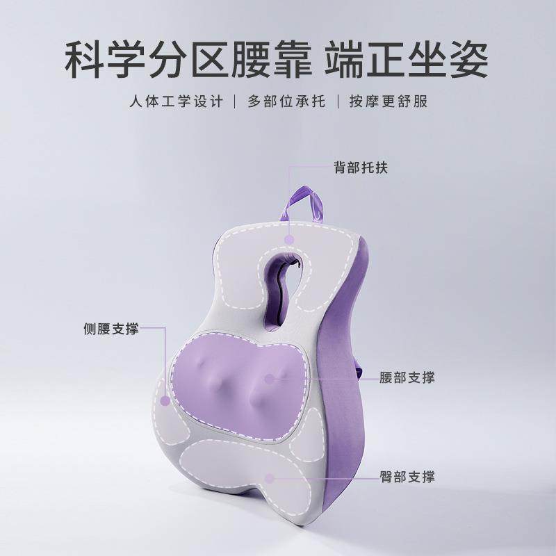 按护摩靠垫垫PKN办公室腰靠枕记忆棉仿手揉捏靠背电多用舒动适