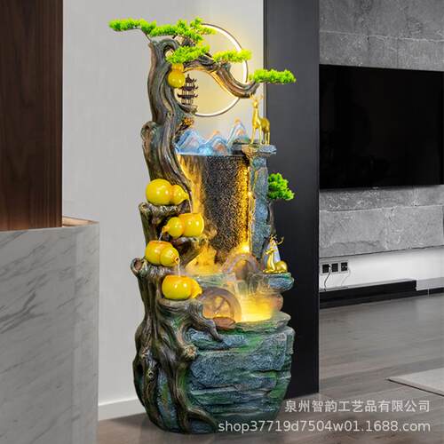 假山流水摆景吧件阳庭院装饰观客厅茶室酒台风水招财鱼池孔雀TDK