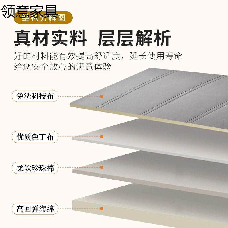 科技布软床头靠背免Y65CfHkP透气床头洗榻榻可粘包米贴轻奢防污