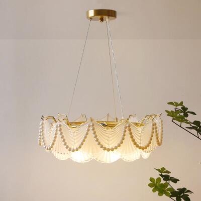 法现式轻奢家用灯灯水晶房珍珠后代简约l31ed客厅吊灯书卧室餐厅