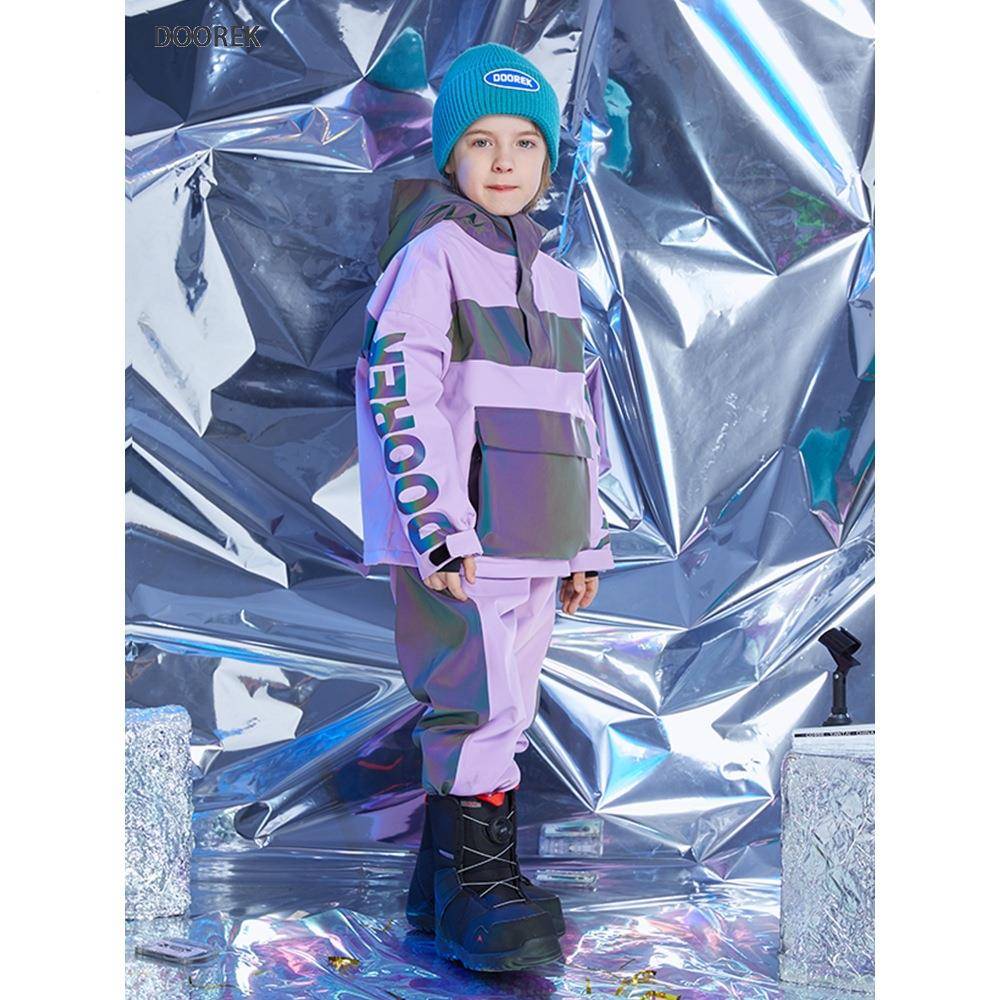 DACUO款OR装EK蘑光菇头新儿童反拼色滑雪服单板套双加厚防水15K保