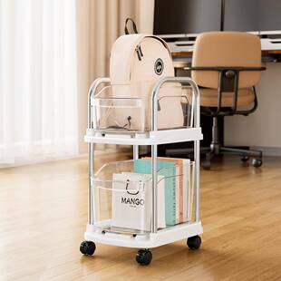 屉纳式书包大号置物架双宿层带轮可移动学生舍桌下文具书本大抽号