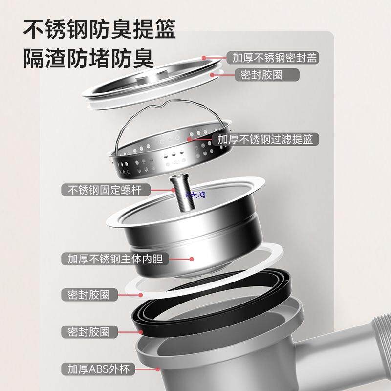 衣台柜下水管套装岩双板盆封排水管配件加长洗双头螺NUN纹漏水密
