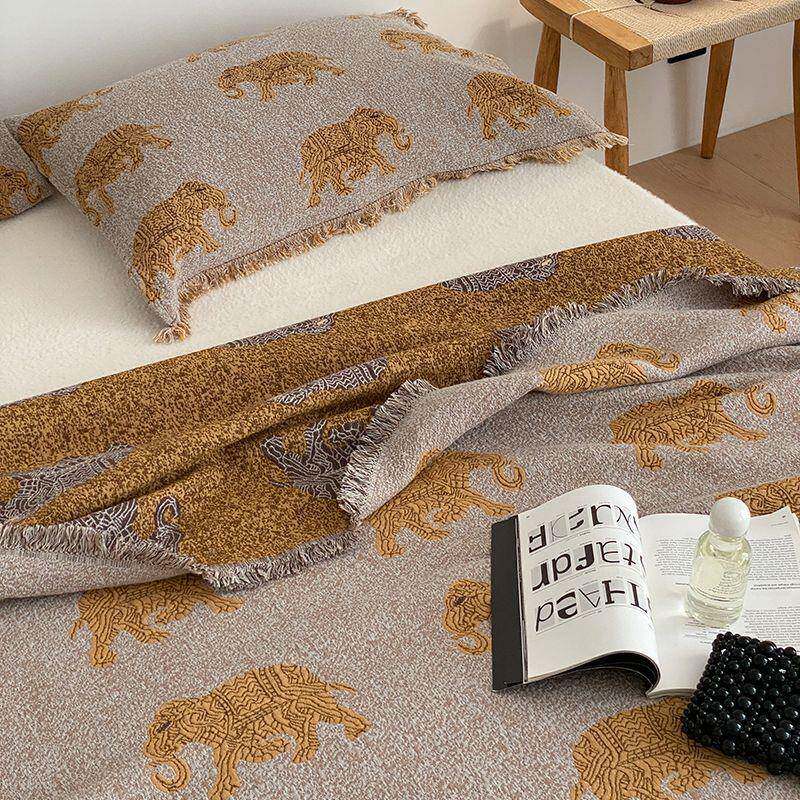 韩床式全棉四层纱布毛巾纯棉人棉纱盖夏凉成被沙发毯被OUF子盖毯