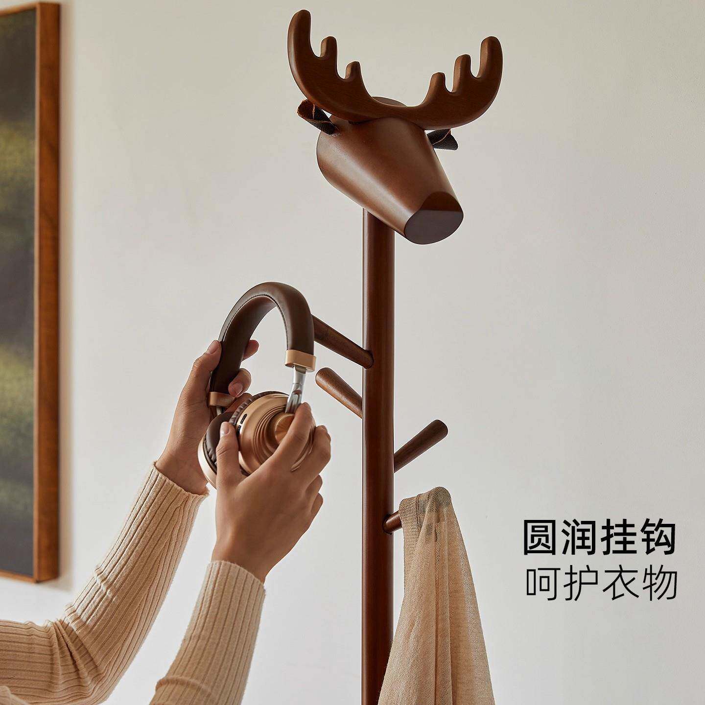 JEK实木脏篓衣帽衣架一体高颜值轻编奢藤收纳脏衣篮脏衣服收纳筐