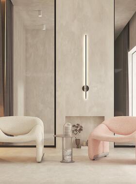 奢北单人沙欧发设计师休闲简约轻客厅异型羊羔733螃绒M字蟹椅老虎