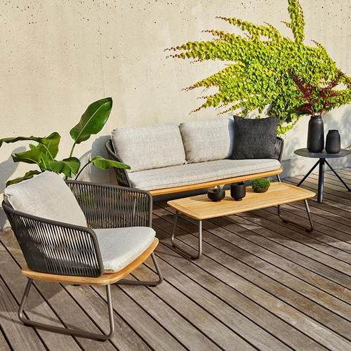 户北木欧休闲外沙发室外编实别墅花园阳台防藤水编藤柚木家具BO05