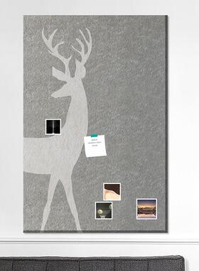 墙麋鹿拼色毛毡贴软木IZE板玄关家走廊居装毛饰收纳毡墙贴软木板