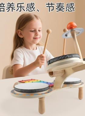 蒙氏宝质早教多功能架子鼓木释放宝天赋色彩认知73361益启蒙3-6岁