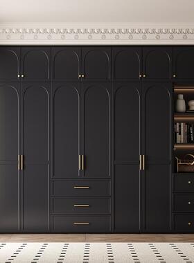 式复古风15753黑色衣现代简小户型轻奢网红衣柜约橱收纳柜卧室法