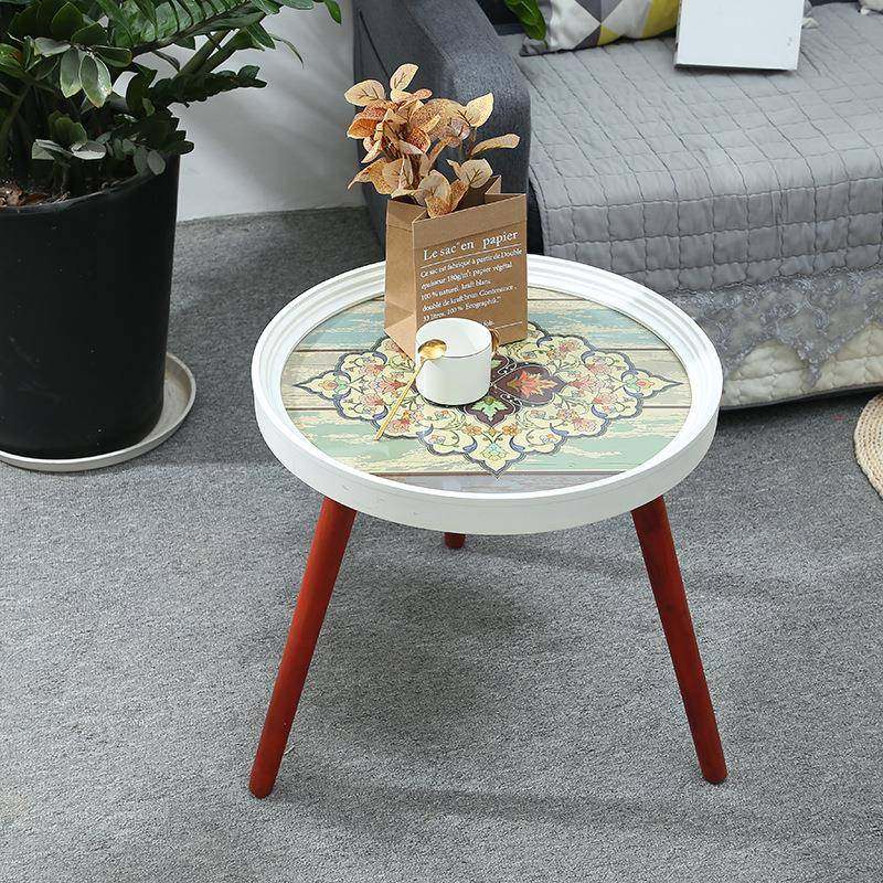热销复古茶几你家客厅卧边室小圆桌玻璃面印花茶用几圆YK003迷形,住宅家具,茶几,淘宝优惠券,粉丝福利购,淘宝优惠卷