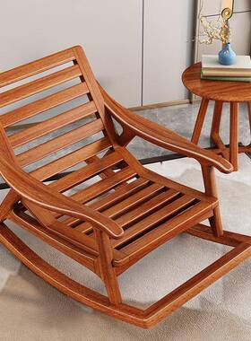 木新中式沙摇摇椅实大人躺椅桃51818木摇椅阳台休胡闲椅懒人发椅