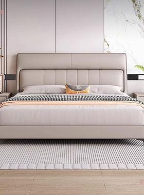 代简约纳帕皮式床双人床户小45446型抽屉储物储物意极现简主卧大