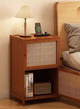 藤编床物柜头柜简约小型家用收柜子储物置物架卧室BEH简纳易储出