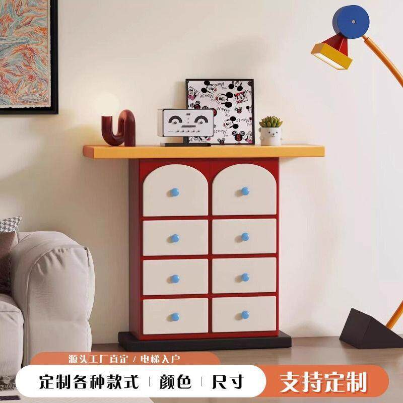 网红巴胺撞JHL色八斗柜客厅玄关柜多案入户卡通置台民宿走廊物收