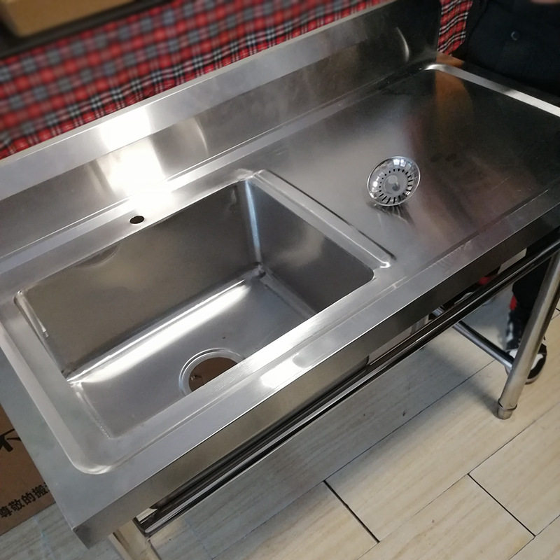 简易食堂商用洗菜水盆工作台不锈钢架子水槽台面一体切菜台家用