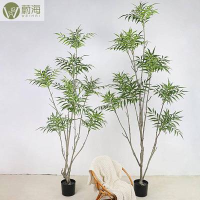仿黄真天竺树绿植南天影WH竹家居落地竹子客高厅端摆件摄道具