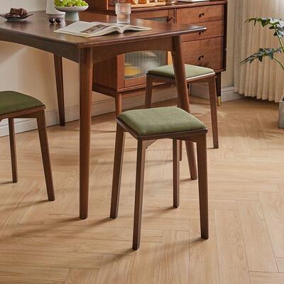 实子木凳子家用板凳椅创意餐桌凳可CFT叠放餐厅现代约网简红软包