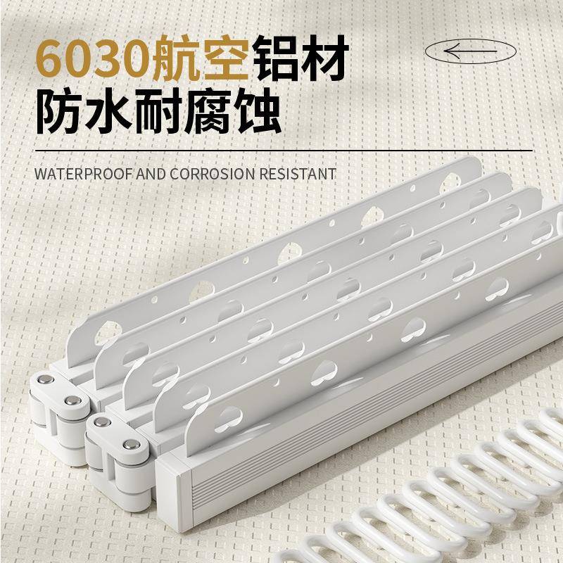 免打孔折叠浴帘浴室卫生间干湿分离晾衣隐形防水淋浴隔断帘小户型