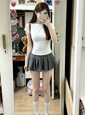 纯棉基础款纯白色正肩短袖t恤女修身显瘦2026新款夏季内搭打底衫
