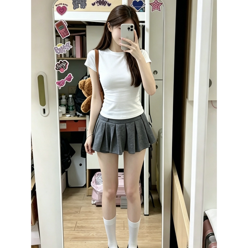 纯棉白色修身显瘦短袖T恤女