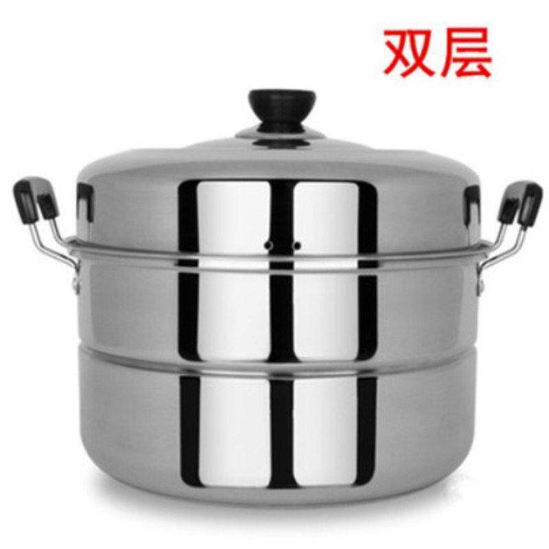 加厚老式不锈钢锅双层蒸锅汤锅烧水锅大容量家用22-42CM白钢锑锅