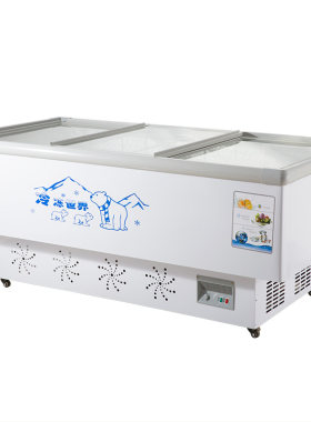 冰柜钢化玻璃门卧式岛柜推拉移动盖子移门展示柜弧形立式板