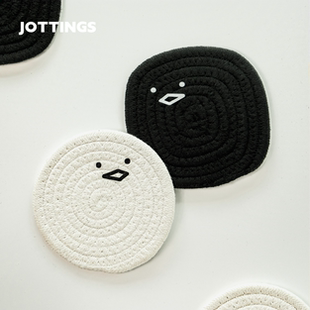 拾杂黑白编织咖啡杯水杯垫吸水隔热垫家用创意垫桌面茶杯垫防烫垫