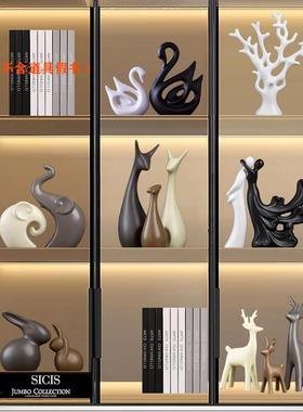 北欧摆件家居饰品客厅电视柜酒柜装饰品轻奢陶瓷鹿小摆设乔迁新家