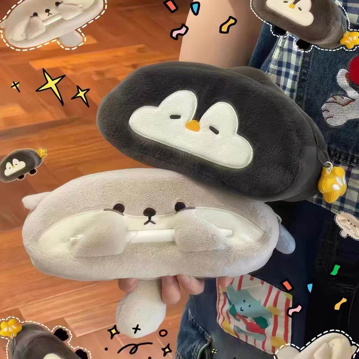 闺蜜笔袋小水濑企鹅毛绒大容量
