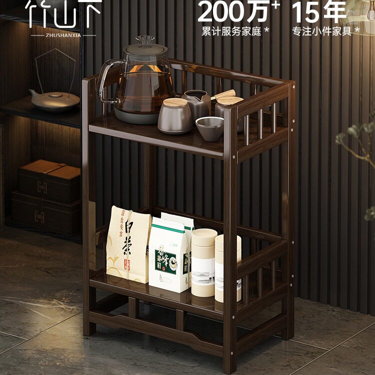 茶柜置物架新中式博古架茶叶茶边茶水柜客厅置物柜竹子储物边柜子